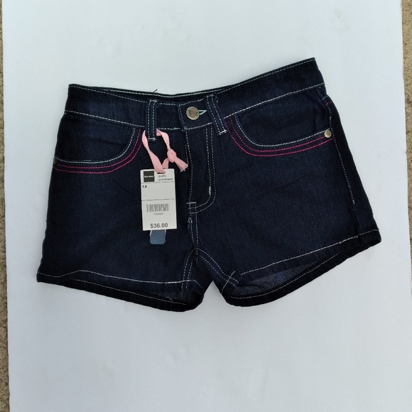 Miss Jeans Dark Wash Denim Shorts With Sequins Girls Size 14 - Picture 1 of 5